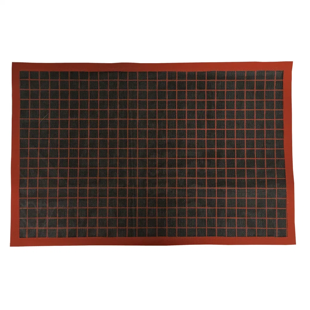 Red Border Silicone Hollow-out Oven Mat with Cut Corner 565X370mm