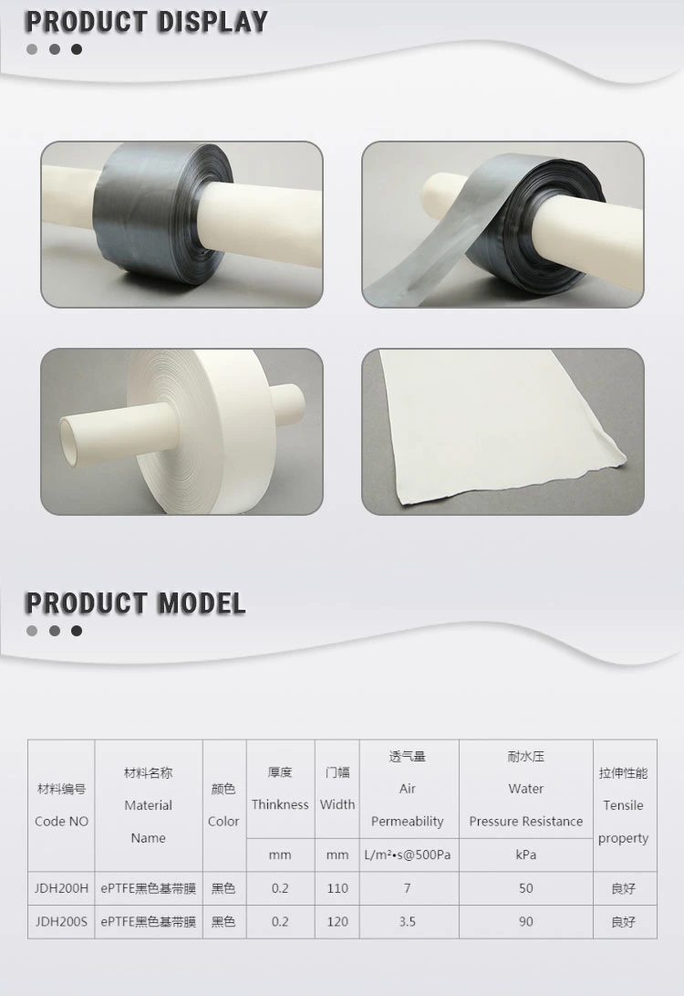 UNM Waterproof ePTFE Black Tape PTFE Film For Lamps And Lanterns
