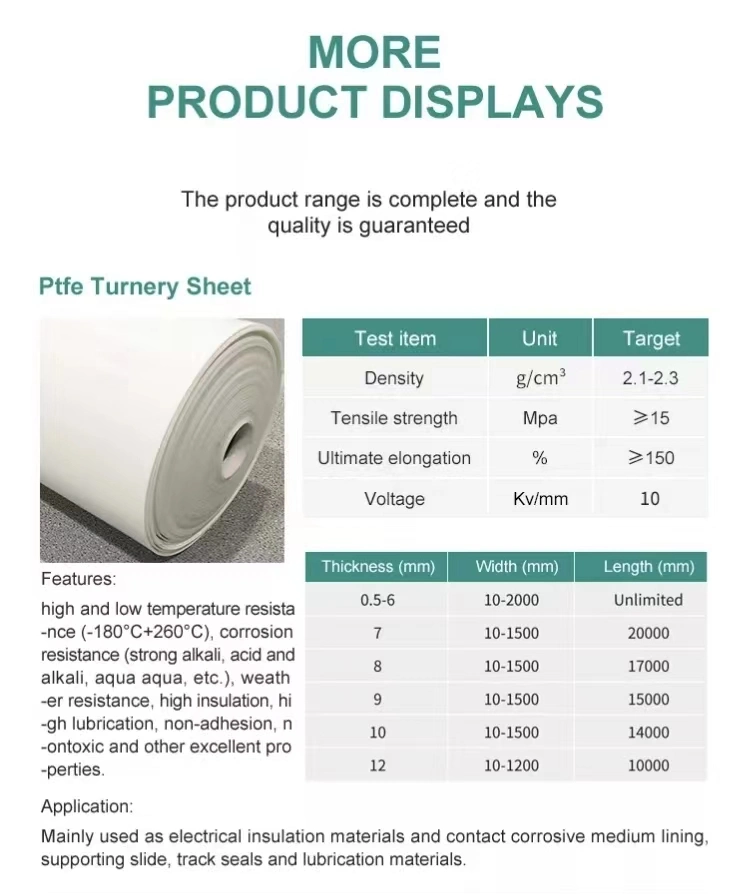 PTFE Skived Sheet High Temperature Fiberglass PTFE Coated Fiberglass