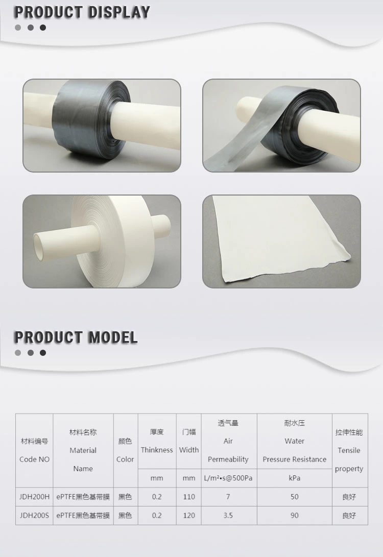 UNM Customized Black Multipurpose PTFE Tape Membrane Filter Membranes with High Air Permeability