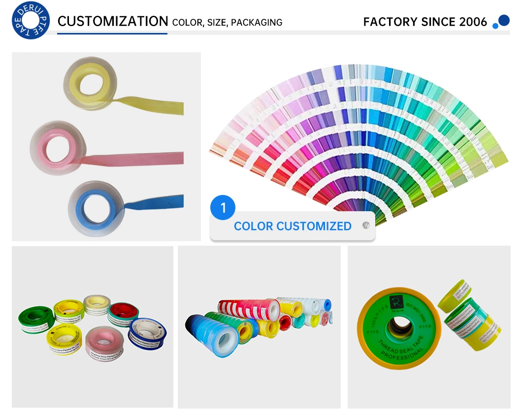 Custom Colorful Spools Non-Stick PTFE Teflon Pipe Thread Seal Tapes