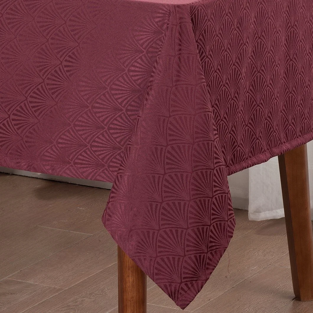 Wholesale Rectangle Waterproof Red Jacquard Table Linen Banquet