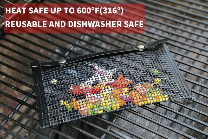 Customized Size Non-Stick Fiberglass Reusable PTFE Cooking BBQ Grill Mesh Bag