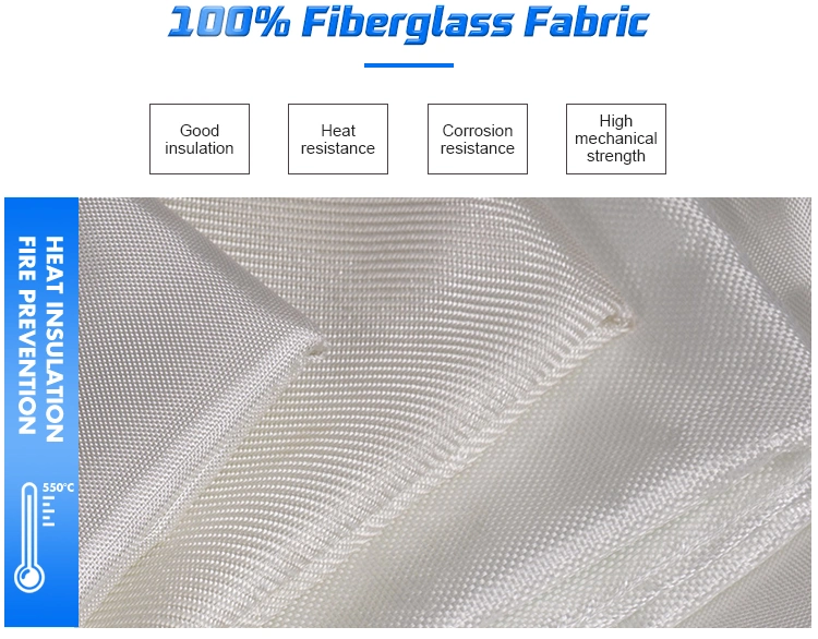 White/Gold Plain Woven E-Glass Fiberglass Cloth Plain Woven Fiberglass Fabric
