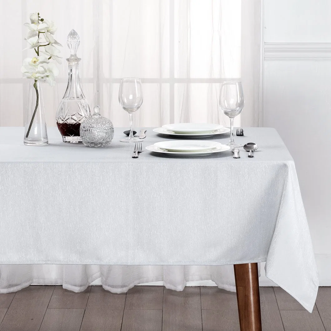 Hotel Table Linen 100% Polyester Solid Color White Round Tablecloth