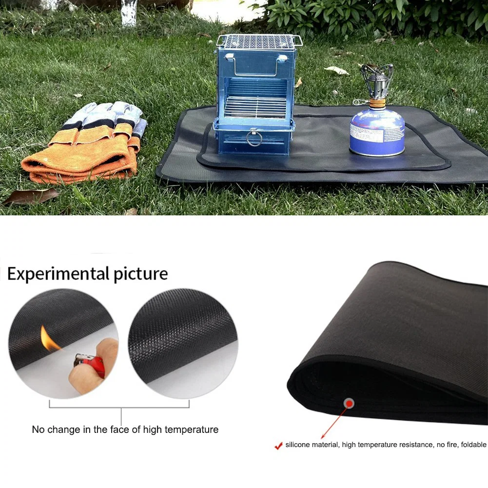 Barbecue Flame Retardant Protective Mat Outdoor Camping Cloth Silicone Camping Fireproof Grill Mat Cloth for Picnic Barbecue