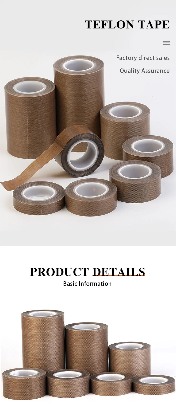 Heat Resistance Cloth Resistant PTFE Glassfiber 0.18mm Fabric Adhesive Tape