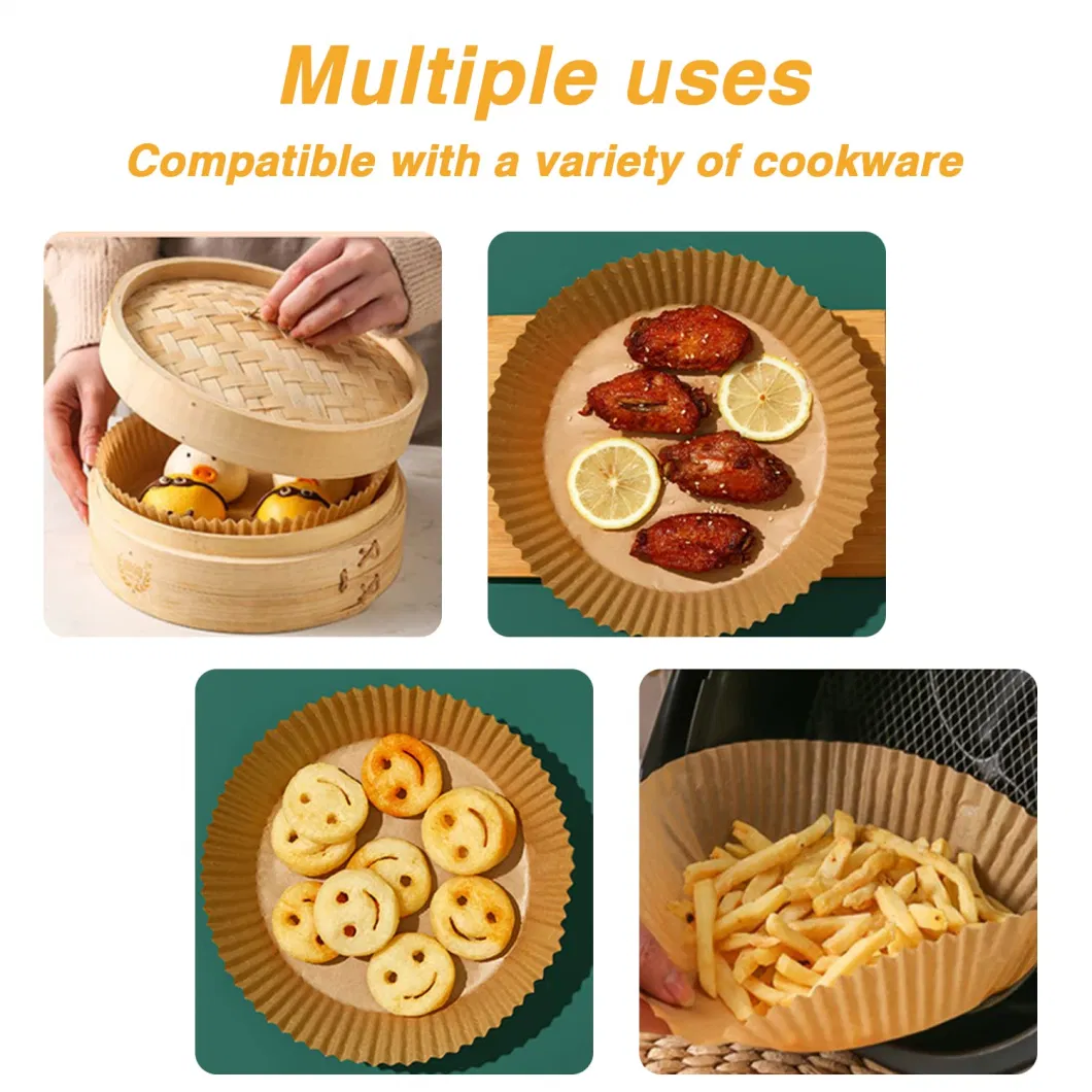 Disposable Air Fryer Tray Liner Paper Pad Non-Stick Cooking Mat Baking Paper Filters Silicone Oil Paper Kitchen Appliances, 50PCS/Pack, 6.3*1.77in