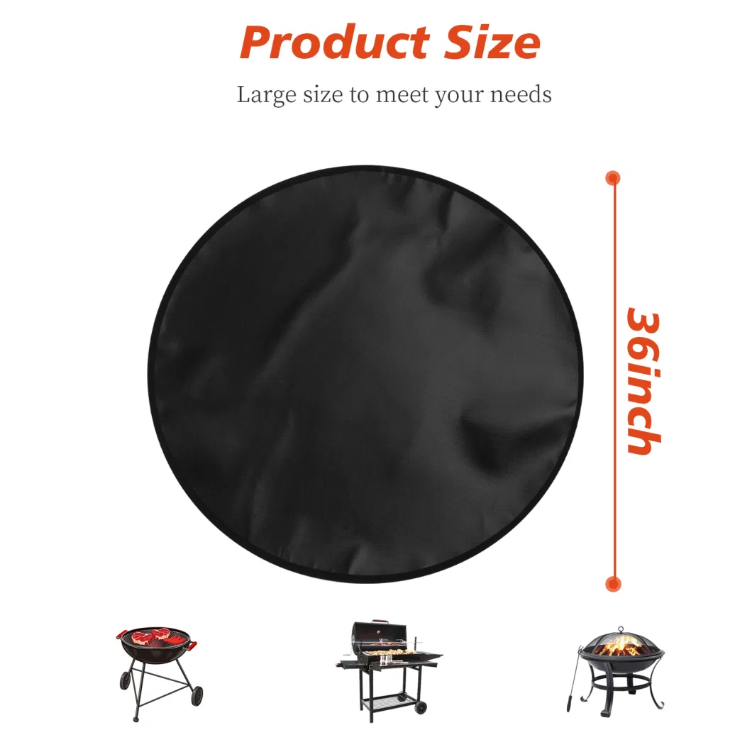 36 Inches Round Silicone Coated Coated Fireproof Fire Pit Mat for Outdoor Grill Deck Camping Stove