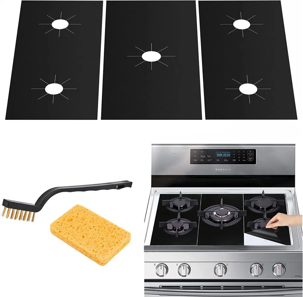 0.2mm Black 27*54cm Gas Range Protectors Stove Oven Liner