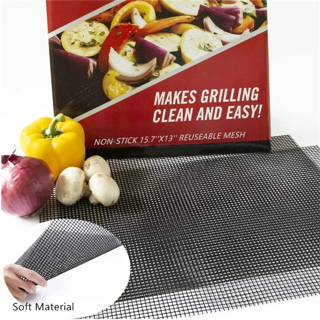 Food Safe Heat Resistant PTFE BBQ Grill Mesh Mat with Edges