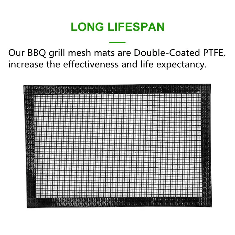 Pfoa Free Maintains Even Grilling Non Stick Reusable Black PTFE Grill Mesh Mat