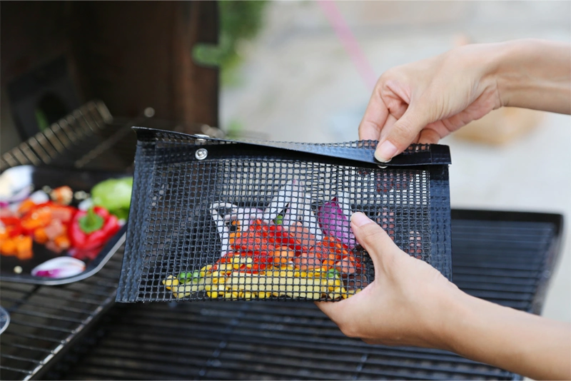 Customized Size Non-Stick Fiberglass Reusable PTFE Cooking BBQ Grill Mesh Bag