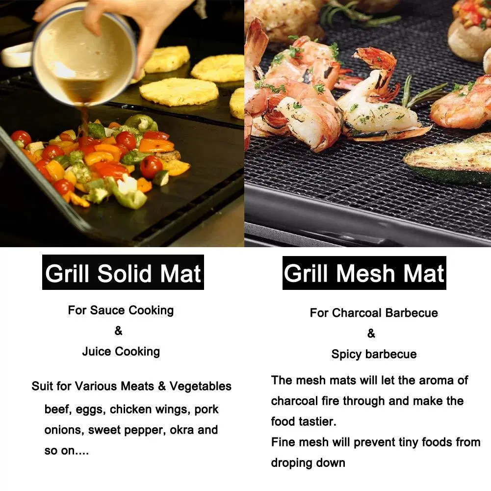 Heat Resistant Food Contact Safe PTFE Fiberglass Fabric for BBQ Grill Baking Cooking Mesh Mat Sheet Set