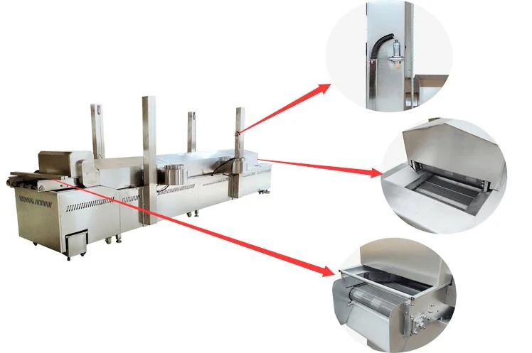 Electric Teflon Belt Continous Frying Machine Conveyor Tempura Fryer