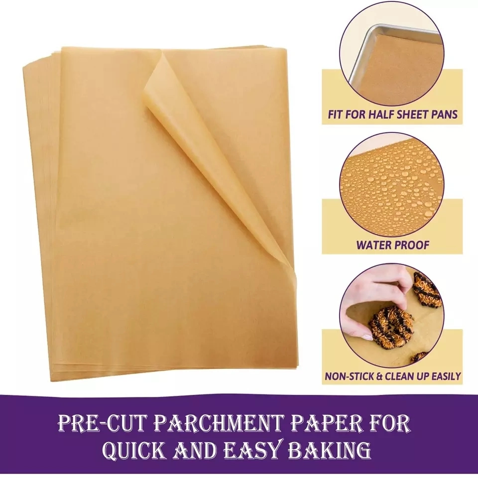 Unbleached Natural Brown Non-Stick Parchment Silicone Coated Greaseproof Wrapping Baking Paper