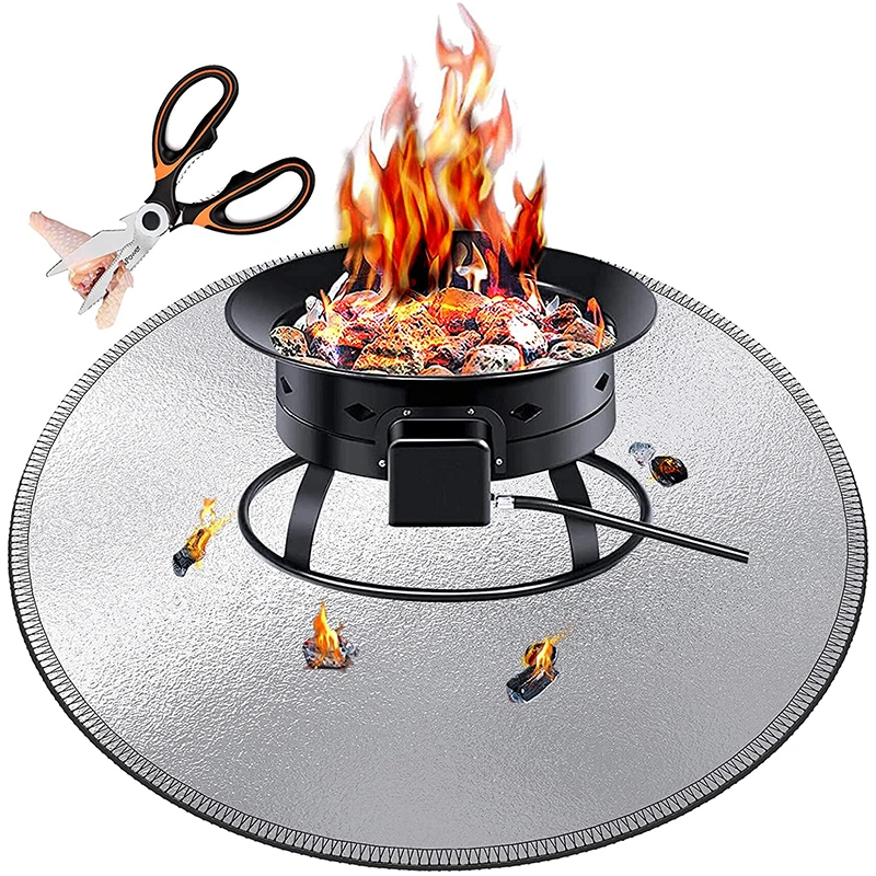High Quality Deck Fireproof Protection Cooking BBQ Camping Use Embers Round Black 24 36 Inch Coated Silicon Fire Pit Mat Manufacturer