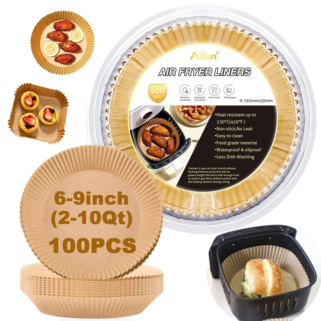 Disposable Air Fryer Tray Liner Paper Pad Non-Stick Cooking Mat Baking Paper Filters Silicone Oil Paper Kitchen Appliances, 50PCS/Pack, 6.3*1.77in