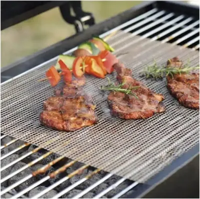 Alimento Seguro resistente al calor PTFE tela de fibra de vidrio rejilla de barbacoa malla Estera