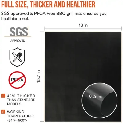 El medio ambiente Non-Stick reutilizable resistente al calor de PTFE Negro Barbacoa Mat