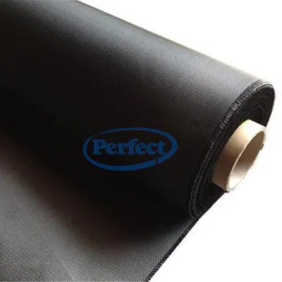 Tejido de fibra negro con PE no tejido revestido PE térmico Aislamiento dos lados tela de fibra de vidrio recubierta de silicona tela de fibra de vidrio de color Material de construcción