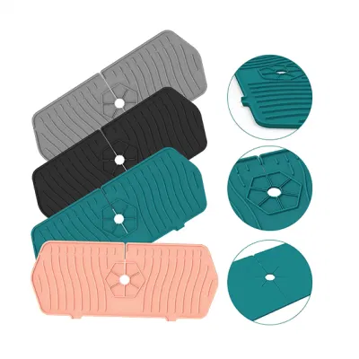 Fregadero Protección contra salpicaduras, silicona Mat, grifo de vaciado del grifo de notas, cuarto de baño de agua de grifo Catcher Mat