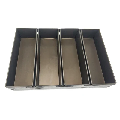 hecho personalizado Bakeware 4 cavidades Acero aluminizado correa antiadherente Pan de molde Pan de pan tostado Pan de hornear para horno