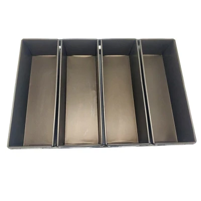 hecho personalizado Bakeware 4 cavidades Acero aluminizado correa antiadherente Pan de molde Pan de pan tostado Pan de hornear para horno