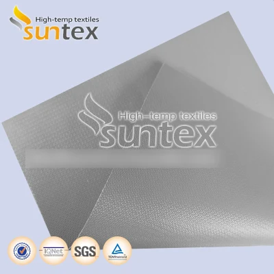 China 610g de tela de fibra de vidrio resistente al calor de PTFE Panel de Tela de fibra de vidrio recubierto de 0.45mm fuego cubiertas de la brida y adaptadores de pantalla