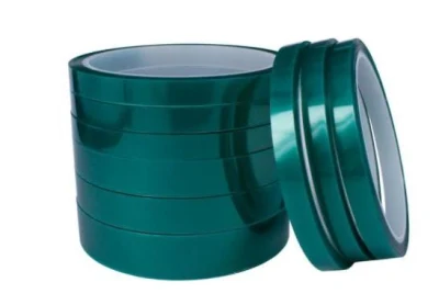 Venta en caliente Color Verde polvo Revestimiento adhesivo de silicona resistente al calor Cinta de poliéster