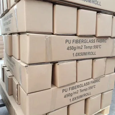 Fibra de vidrio de fibra de vidrio con recubrimiento de PU Rollo de tela de manta ignífuga Roll Roll manta de soldadura