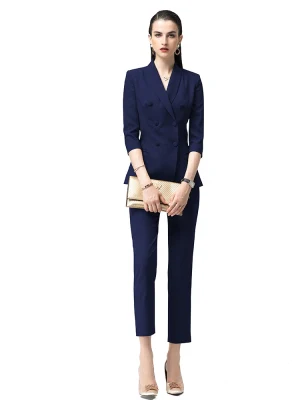 Señoras mayoristas de ropa de moda profesional para el trabajo Slim Fit 2 Piezas Señoras Blazers vestidos de traje de oficina