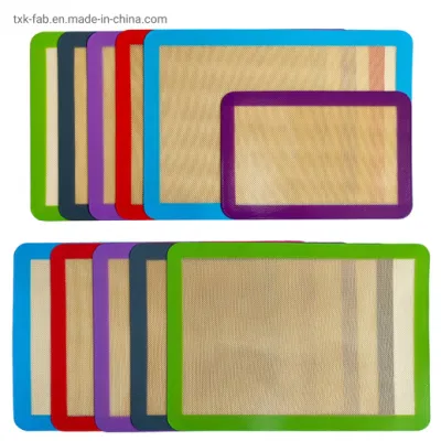 Fibra de vidrio de diferentes tamaños de silicona para hornear pasteles Foodgrade alfombrilla para cocina