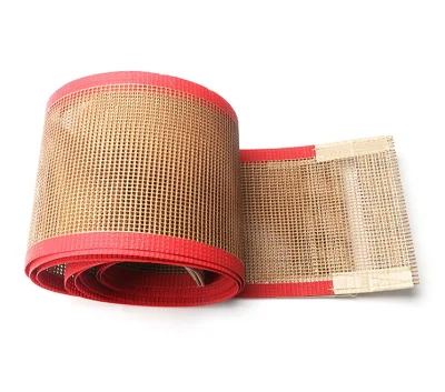 Procesamiento especial Alta resistencia a temperatura banda transportadora de malla de PTFE marrón/ Cinta transportadora transparente