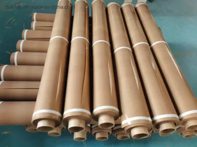 Tela de fibra de vidrio de PTFE laminada de alta temperatura sin adhesivo en rollo.