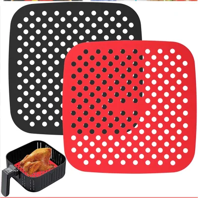 Aire reutilizables freidora horno bandeja para hornear Canasta de Pollo Bote de silicona para hornear pan Grill freidora alfombrilla para rack de aire herramientas