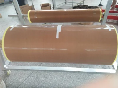 Precios baratos de fibra de vidrio recubiertas de PTFE resistente al calor paño para rollo