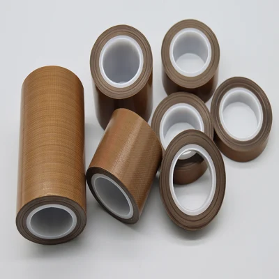 De alta temperatura de color negro/marrón cinta adhesiva de tela de vidrio PTFE para el pegado de