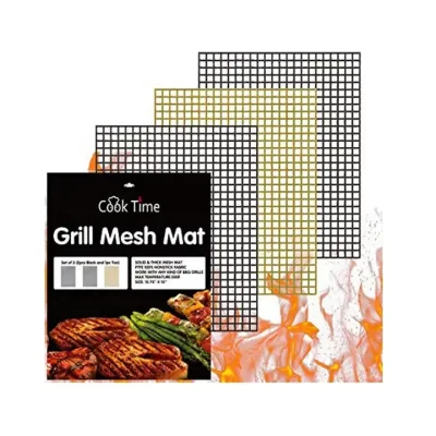 Calidad alimentaria PTFE Fibra de vidrio tejido Utensilios de cocina BBQ Grill Baking Mesh Estera