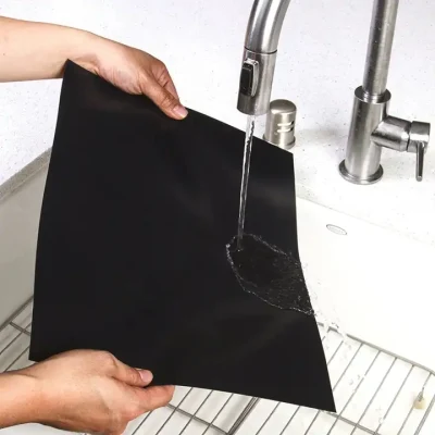 El medio ambiente Non-Stick reutilizable resistente al calor de PTFE Negro Barbacoa Mat