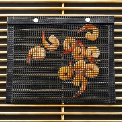 Comida Seguro resistente al calor PTFE Fibra de vidrio BBQ Grill Bolsa de malla