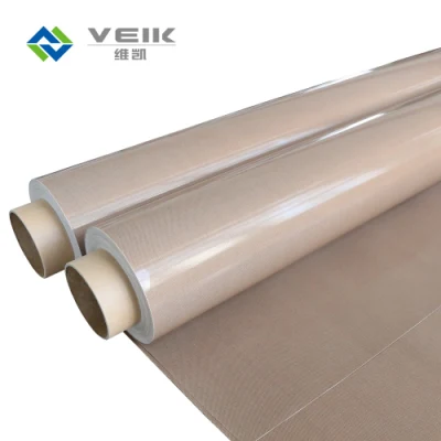 Resistencia a altas temperaturas de tejido de fibra de vidrio recubiertas de PTFE, utilizado para la cinta transportadora de alimentos, con Certificación FDA, 0.25mm de espesor de tejido de PTFE