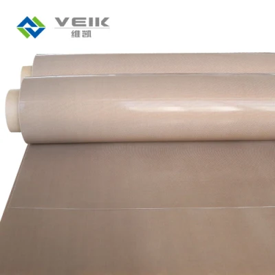 Resistencia a altas temperaturas de tejido de fibra de vidrio recubiertas de PTFE, utilizado para la cinta transportadora de alimentos, con Certificación FDA, 0.25mm de espesor de tejido de PTFE