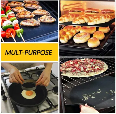 La mejor calidad de silicona reutilizables recubierto de PTFE Non-Stick Barbacoa hornear Mat