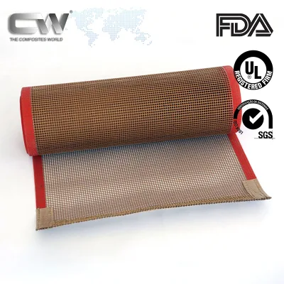 Fibra de vidrio recubierta de PTFE de alta calidad y alta temperatura de malla abierta Cinta transportadora