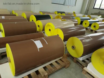 Rollo de tela de tela de fibra de vidrio recubierto de PTFE de alta tracción sin adhesivo