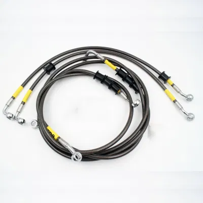 Todos los modelos Color Cover Coated Custom Length Performance Banjo hembra adaptador macho de 3way 4 vías D. O. T manguera de freno trenzado de acero inoxidable tubos traseros delanteros Kits