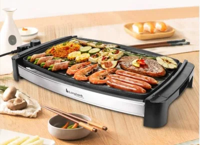  2022 Amazon Hot Sale al por mayor Non-Stick Coating Electric Grill Smokeless Parrilla eléctrica de barbacoa Pan Baking Tray