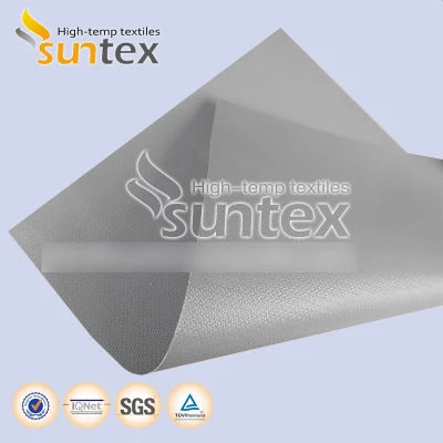 China 610g de tela de fibra de vidrio resistente al calor de PTFE Panel de Tela de fibra de vidrio recubierto de 0.45mm fuego cubiertas de la brida y adaptadores de pantalla