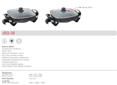 2022 Venta al por mayor precio de fábrica en caliente sin humo 1800 W Non-Stick Barbacoa Grill eléctrico la sartén con tapa de cristal templado